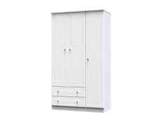 Welcome Welcome Balmoral White High Gloss 3 Door 2 Drawer Tall Triple Wardrobe (Assembled)