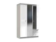 Welcome Welcome Balmoral White High Gloss 3 Door 2 Small Drawer Mirrored Triple Wardrobe (Assembled)