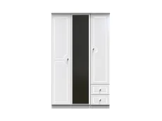 Welcome Welcome Balmoral White High Gloss 3 Door 2 Small Drawer Mirrored Triple Wardrobe (Assembled)