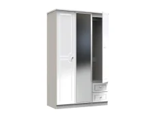 Welcome Welcome Balmoral White High Gloss 3 Door 2 Small Drawer Tall Mirrored Triple Wardrobe (Assembled)