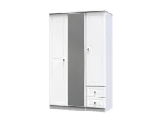Welcome Welcome Balmoral White High Gloss 3 Door 2 Small Drawer Tall Mirrored Triple Wardrobe (Assembled)