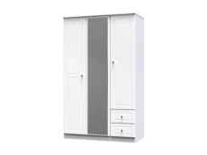 Welcome Welcome Balmoral White High Gloss 3 Door 2 Small Drawer Tall Mirrored Triple Wardrobe (Assembled)