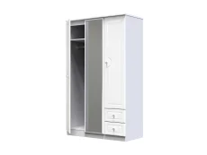 Welcome Welcome Balmoral White High Gloss 3 Door 2 Small Drawer Tall Mirrored Triple Wardrobe (Assembled)