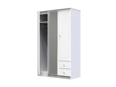 Welcome Welcome Balmoral White High Gloss 3 Door 2 Small Drawer Tall Mirrored Triple Wardrobe (Assembled)