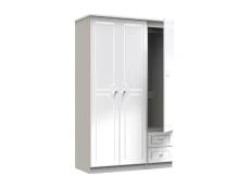 Welcome Welcome Balmoral White High Gloss 3 Door 2 Small Drawer Tall Triple Wardrobe (Assembled)