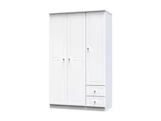 Welcome Welcome Balmoral White High Gloss 3 Door 2 Small Drawer Tall Triple Wardrobe (Assembled)