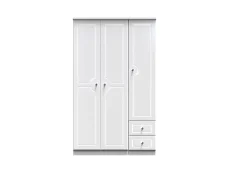 Welcome Welcome Balmoral White High Gloss 3 Door 2 Small Drawer Tall Triple Wardrobe (Assembled)