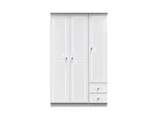 Welcome Welcome Balmoral White High Gloss 3 Door 2 Small Drawer Tall Triple Wardrobe (Assembled)