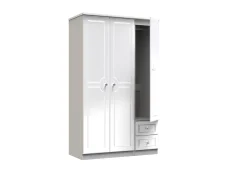 Welcome Welcome Balmoral White High Gloss 3 Door 2 Small Drawer Triple Wardrobe (Assembled)