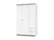 Welcome Welcome Balmoral White High Gloss 3 Door 2 Small Drawer Triple Wardrobe (Assembled)