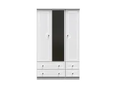 Welcome Welcome Balmoral White High Gloss 3 Door 4 Drawer Tall Mirrored Triple Wardrobe (Assembled)