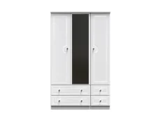 Welcome Welcome Balmoral White High Gloss 3 Door 4 Drawer Tall Mirrored Triple Wardrobe (Assembled)