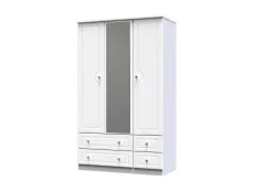 Welcome Welcome Balmoral White High Gloss 3 Door 4 Drawer Tall Mirrored Triple Wardrobe (Assembled)
