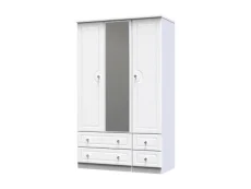 Welcome Welcome Balmoral White High Gloss 3 Door 4 Drawer Tall Mirrored Triple Wardrobe (Assembled)