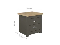 Birlea Birlea Highgate Dark Grey and Oak Effect 2 Drawer Bedside Table
