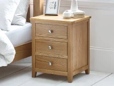 Julian Bowen Clearance - Julian Bowen Mallory Oak 3 Drawer Bedside Table