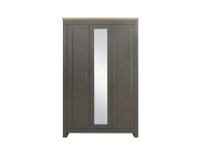Birlea Birlea Highgate Dark Grey and Oak 3 Door Mirrored Wardrobe