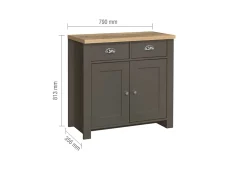 Birlea Birlea Highgate Dark Grey and Oak Effect 2 Door 2 Drawer Sideboard