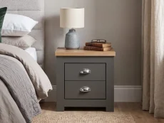 Birlea Birlea Highgate Dark Grey and Oak Effect 2 Drawer Bedside Table