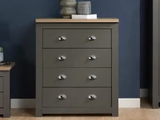 Birlea Highgate Dark Grey and Oak Effect 4 Drawer Chest