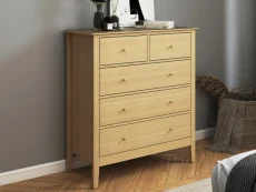 Core Core Henley Oak 3+2 Drawer Wide Chest of Drawers