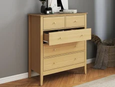Core Core Henley Oak 3+2 Drawer Wide Chest of Drawers