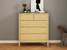 Core Core Henley Oak 3+2 Drawer Wide Chest of Drawers