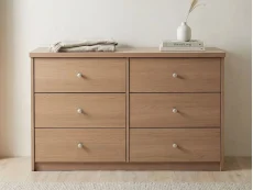 Core Freya Oak 3+3 Drawer Wide Chest of Drawers Core Freya Oak 3+3 Drawer Wide Chest of Drawers