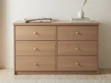 Core Core Freya Oak 3+3 Drawer Wide Chest of Drawers