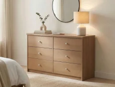 Core Freya Oak 3+3 Drawer Wide Chest of Drawers Core Freya Oak 3+3 Drawer Wide Chest of Drawers