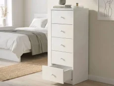 Core Core Erin White 5 Drawer Narrow Chest of Drawers