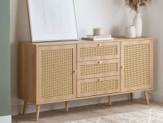 Birlea Birlea Croxley Rattan and Oak 2 Door 3 Drawer Sideboard