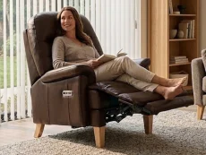 ASC ASC Boston Leather Power Recliner Chair on Legs