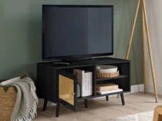 Birlea Croxley Rattan and Black Small TV Unit Birlea Croxley Rattan and Black Small TV Unit