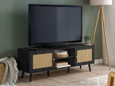 Birlea Croxley Rattan and Black Large TV Unit Birlea Croxley Rattan and Black Large TV Unit