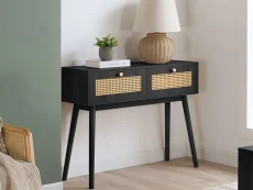 Birlea Croxley Rattan and Black Console table Birlea Croxley Rattan and Black Console table