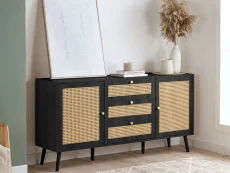 Birlea Croxley Rattan and Black 2 Door 3 Drawer Sideboard Birlea Croxley Rattan and Black 2 Door 3 Drawer Sideboard