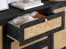 Birlea Birlea Croxley Rattan and Black 2 Door 3 Drawer Sideboard