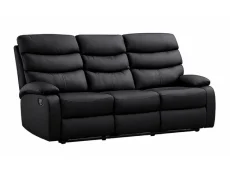 Kidsaw Kidsaw Sussex Black Faux Leather 3 Seater Recliner Sofa