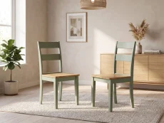 Julian Bowen Julian Bowen Linwood Green and Oak Wooden Set of 2 Dining Chairs