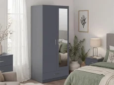 Seconique Dakota Dark Grey 2 Door 1 Drawer Mirrored Wardrobe Seconique Dakota Dark Grey 2 Door 1 Drawer Mirrored Wardrobe
