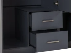Seconique Seconique Dakota Dark Grey 3 Door 2 Drawer Mirrored Wardrobe
