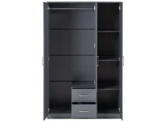 Seconique Seconique Dakota Dark Grey 3 Door 2 Drawer Mirrored Wardrobe