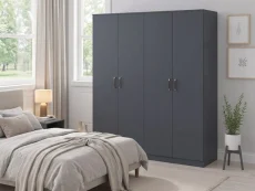 Seconique Dakota Dark Grey 4 Door Wardrobe