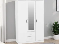 Seconique Seconique Dakota White 3 Door 2 Drawer Mirrored Wardrobe