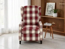 Seconique Kensington Red Tartan Fabric Recliner Chair Seconique Kensington Red Tartan Fabric Recliner Chair