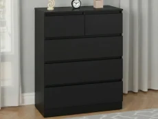 Seconique Seconique Malvern Black 3+2 Drawer Chest of Drawers