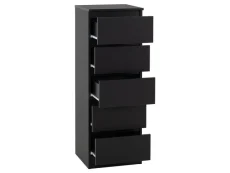 Seconique Seconique Malvern Black 5 Drawer Narrow Chest of Drawers