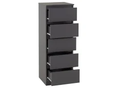 Seconique Seconique Malvern Grey 5 Drawer Narrow Chest of Drawers