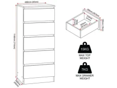 Seconique Seconique Malvern Grey 5 Drawer Narrow Chest of Drawers